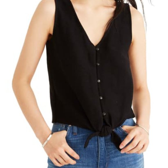 MADEWELL TEXTURE & THREAD TIE BUTTON FRONT TANK - Picture 1 of 10